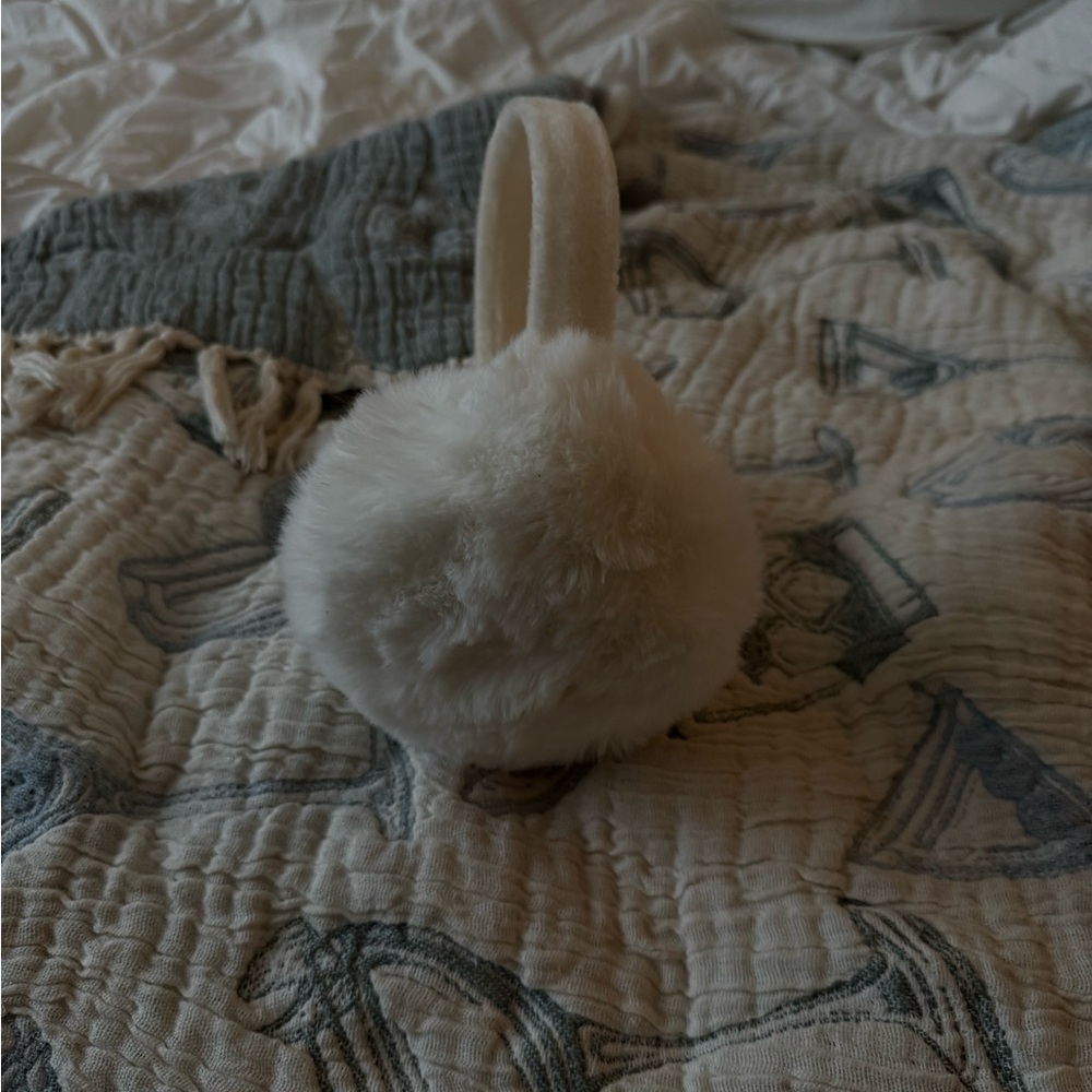 Cozy White Faux Fur Earmuffs - Picture 2 of 5